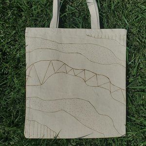 Double Sided Wood Burned Tote Bag